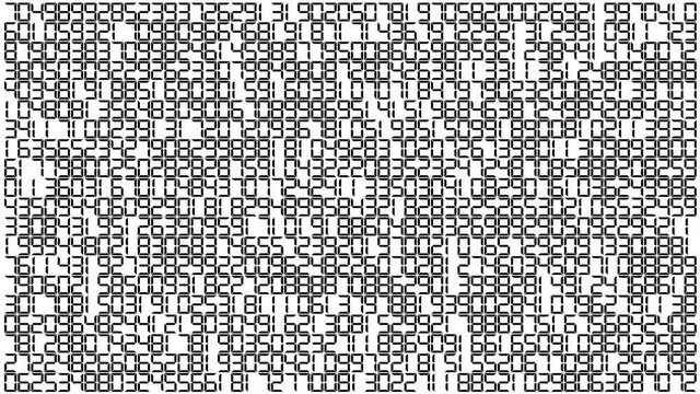 Digital code. Random numbers on white background. Seamless loop animation