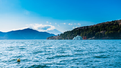 Cruise boat on lake ashi