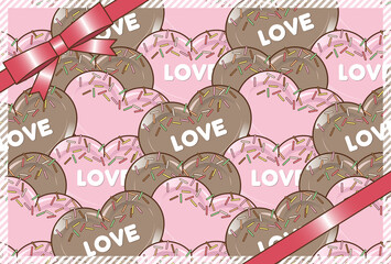 Clip art of heart-shaped chocolate and ribbon