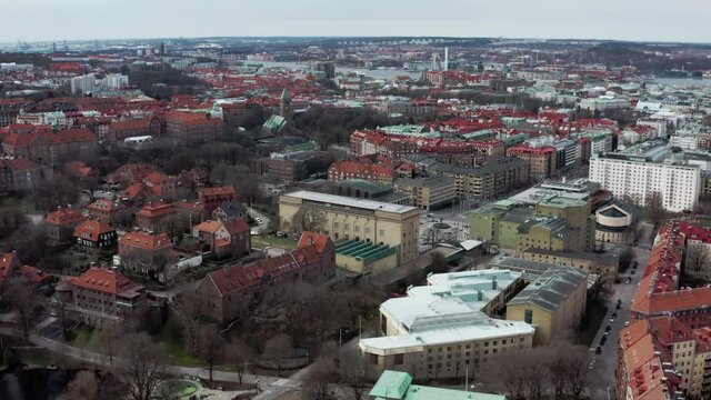 Aerial View Of The Gothenburg Konsthall Art Museum And The City Center Avenyn