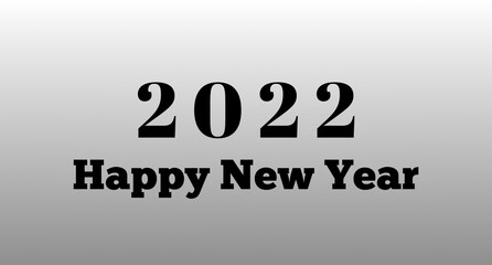 2022 Happy new year greeting card with black and white color background