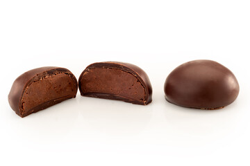Cunesi al Rum, typical Chocolates from Cuneo, Italy, filled with chocolate cream with rum, one...