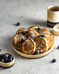 Lush yeast pancakes with berries