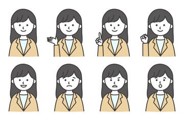 女性 スーツ カットソー シャツ 会社員 ビジネス イラスト ベクター AI 素材