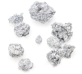 crumpled foil on white background