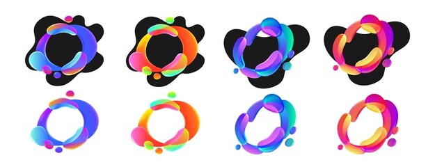 Abstract blur frame set with free fluid form shapes in vibrant color