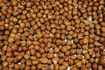 background macroview of hazelnuts