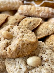 Freshly baked homemade Christmas almond cookies