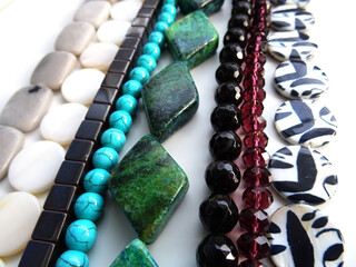 Strings of Gemstone Beads in Various Shapes and Colours