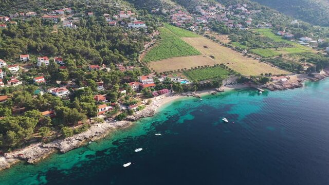 Beauty of Adriatic sea and Hvar - Zavala village on the island of Hvar in the summer