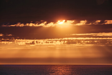Landscape shot of the beautiful evening sunset skies.