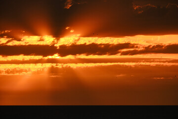 Landscape shot of the beautiful evening sunset skies.