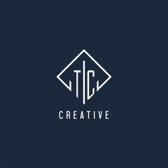 TC initial logo with luxury rectangle style design