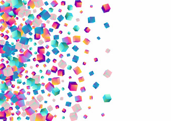 Holographic Block Vector White Background. Bright