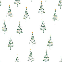 Xmas Tree Vector Seamless Pattern. Forest Winter