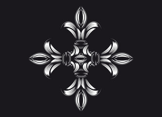 heraldisches Ornament in Kreuz Form