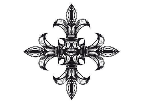 heraldisches Ornament in Kreuz Form