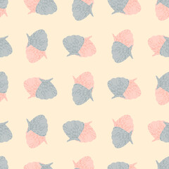 Seamless pattern seashells. Cute conch in doodle style