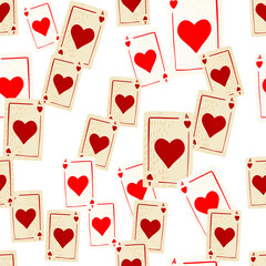 Game cards seamless pattern. Design gambling. Repeated texture in doodle style.