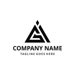 Abstract illustration of initials G I triangle shape. geometric logo design template