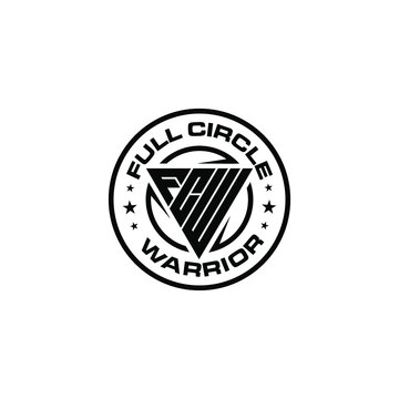 Creative modern abstract illustration F C W triangle initials with circle, fitness center geometric logo design sign template