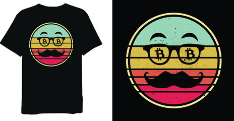 Bitcoin Dad Retro Vintage Bitcoin T-shirt Design Template