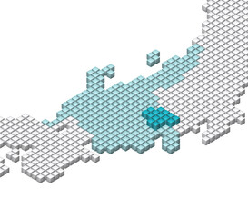 キューブドットの3D日本地図　中部　山梨