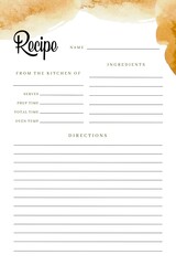 Blank Recipe Book Printable Template abstract background