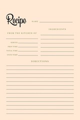 Blank Recipe Book Pink Template, Blank Pages Sheet Organizer Binder