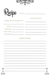 Blank Recipe Book Printable Template