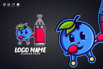 blueberry boxing art logo design
