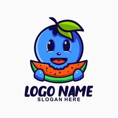 blueberry eating watermelon logo design