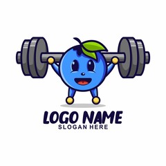 blueberry fitness art logo design