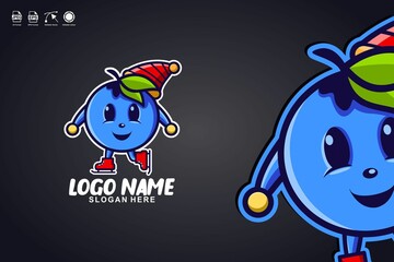 blueberry ice skating art logo design