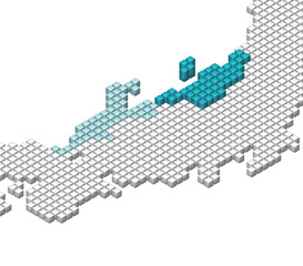 キューブドットの3D日本地図　北陸　新潟