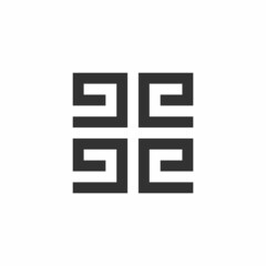 E Letter initial Elegant Luxury Line Logo design Ornament