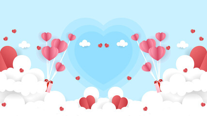 Heart with cloud in Valentine's Day with copy space on blue background , Flat Modern design , illustration Vector EPS 10