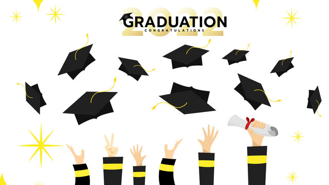 Graduation cap in Congratulations . Template for graduation design isolated on white background ,Vector illustration EPS 10