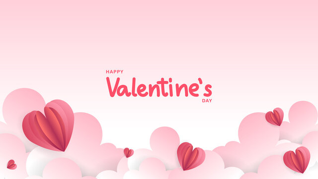 Heart with cloud in Valentine's Day frame on pink background , Flat Modern design , illustration Vector EPS 10