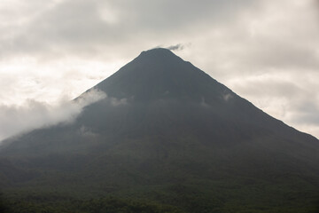 Arenal volcano and arenal cloud forest in the mist