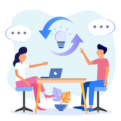 Illustration vector graphic cartoon character of transfer knowledge
