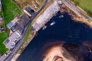 Aerial view of the Inver pier in County Donegal - Ireland.