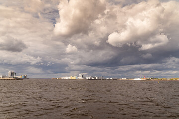 Russia. August 15, 2021. Access facilities of the St. Petersburg defense complex in Kronstadt near...