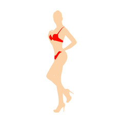 Beautiful girl model lingerie posing standing vector