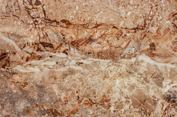 Beige marble texture with brown and white layers. Imitation of rusty natural stone, background