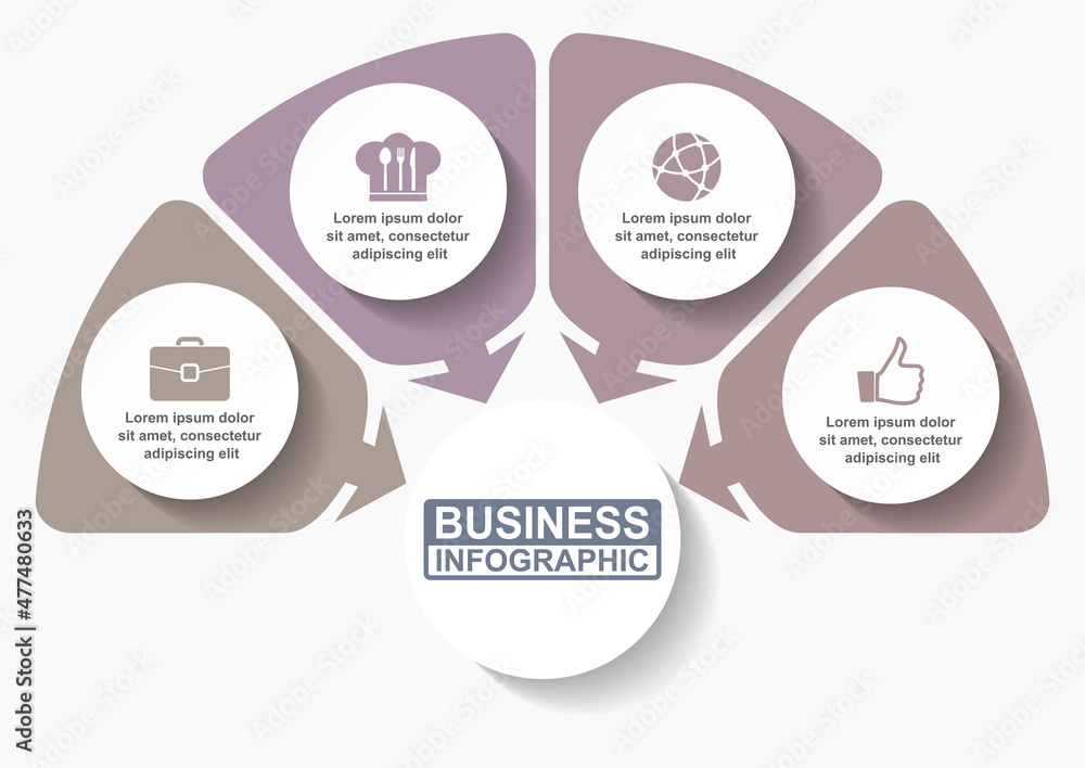 Poster Infographic vector template for presentation, editable diagram, graph, pie chart,  business concept with 4 colors options in eps 10