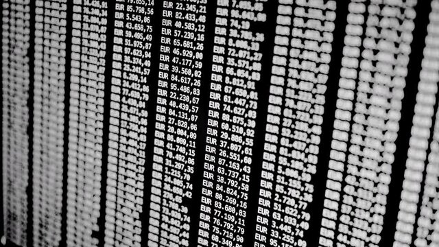 Euros Rows Of Banking Account Balance on Screen Background