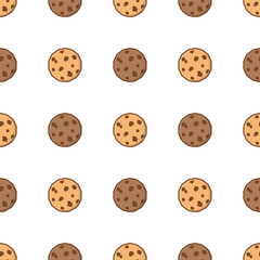 Obraz premium Cookies Seamless Pattern On A White Background. Tasty Cookies Pepper Vector Illustration