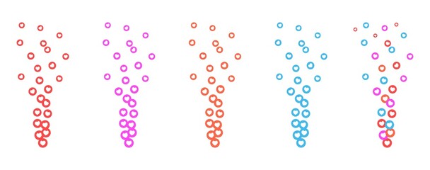 Set of colorful hearts for stream in flatt style. Flying red pink orange and blue hearts for social media posts, live streaming. Blogging live positive reaction template. Vector illustration.