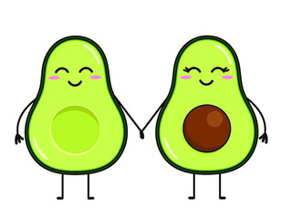 Cute Avocado Vector Icon. Cartoon Avocado illustration isolated on white background.